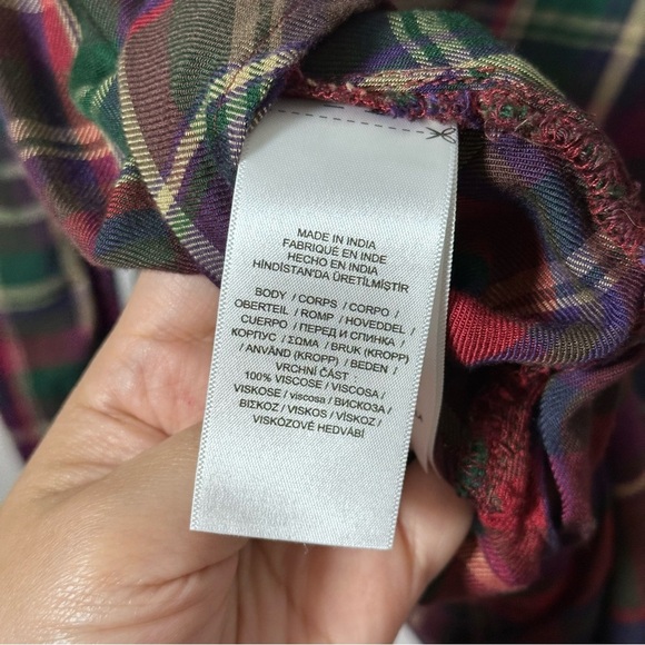 Lauren Ralph Lauren Women Plaid Blouse LongSleeve Surplice Hi-low‎ Shirt size XS - Picture 6 of 8